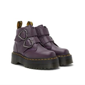 DOC MARTENS Purple Devon Heart Platform Boots